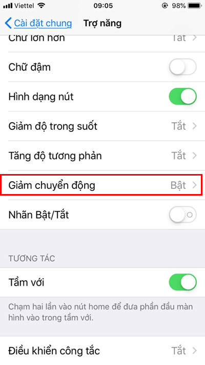Bật tính năng giảm chuyển động để đỡ hao Pin