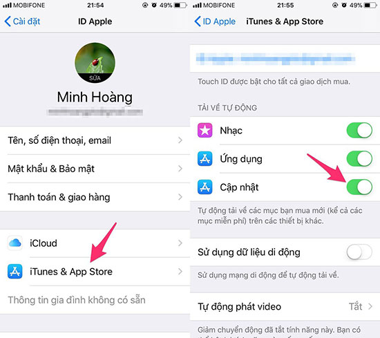  Tắt cập nhật và tải về tự động