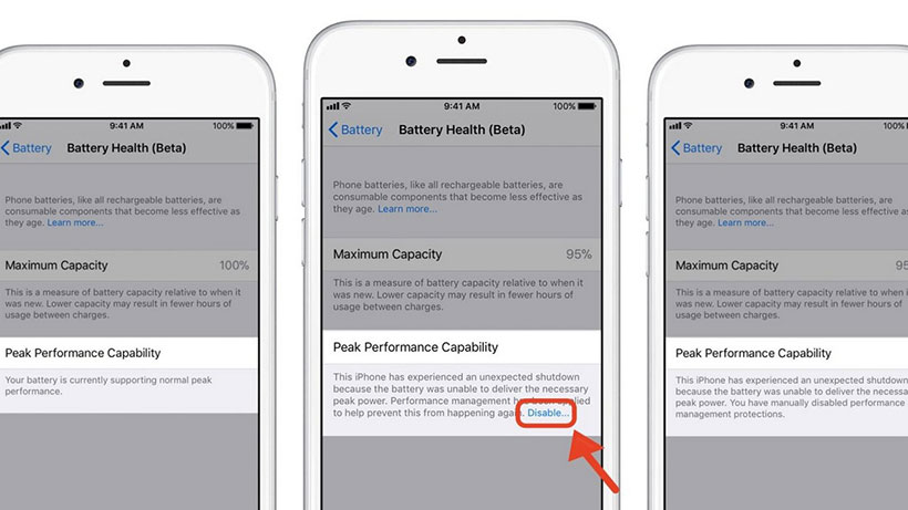 Tắt tính năng giảm hiệu năng Pin