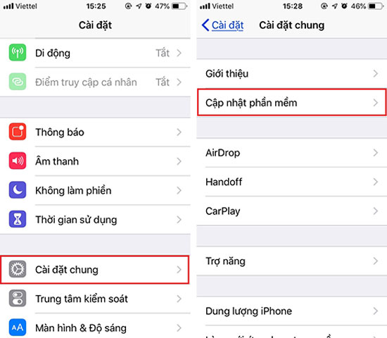 Cập nhật phiên bản IOS mới nhất