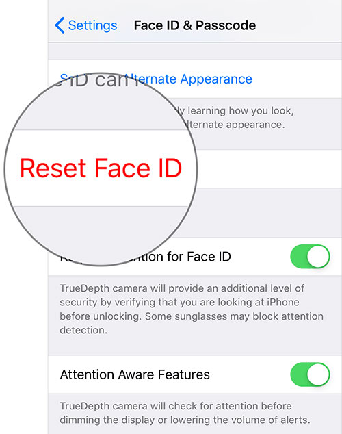 Đặt lại Face ID và thiết lập lại.