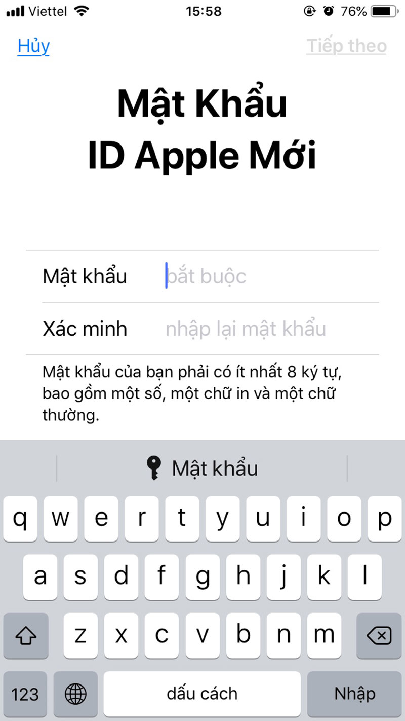 đặt mật khẩu ICould mới từ Iphone