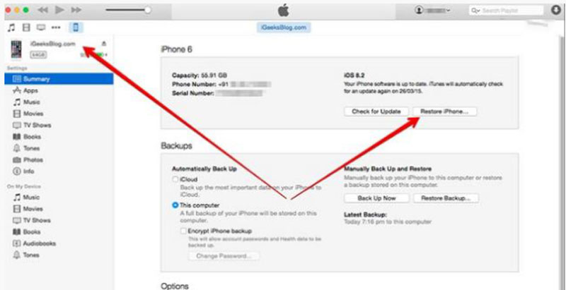 Restore iphone 6 bị đơ