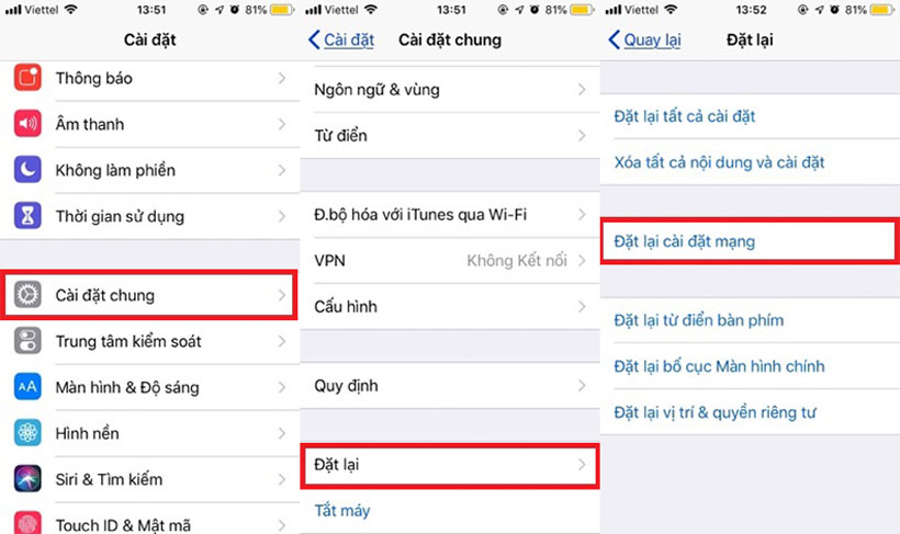 Cài đặt lại mạng iPhone 5