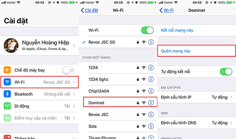 Khắc phục iPhone không bắt được wifi bằng cách quên wifi