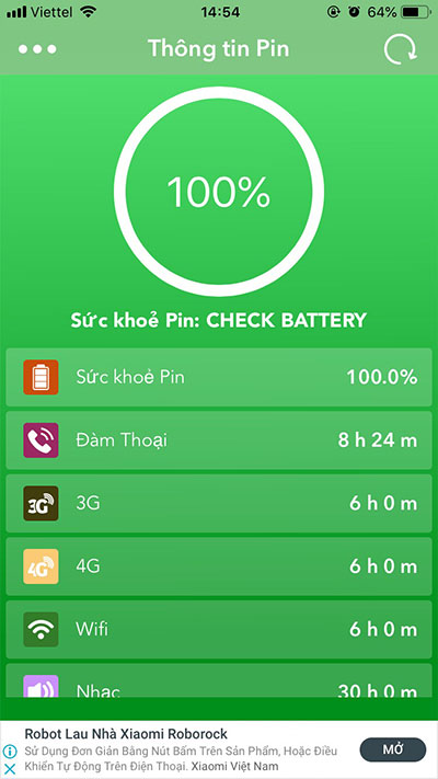 Mức độ hư hại của Pin