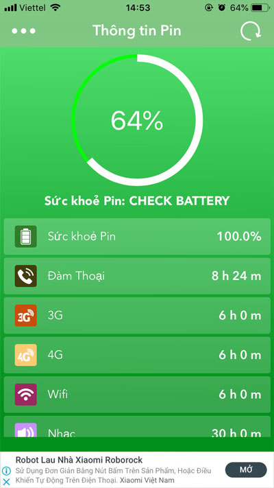 Phần trăm Pin còn lại của Iphone