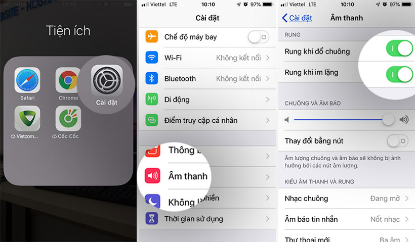 Khắc phục iPhone không rung bằng cách bật rung khi đổ chuông và im lặng