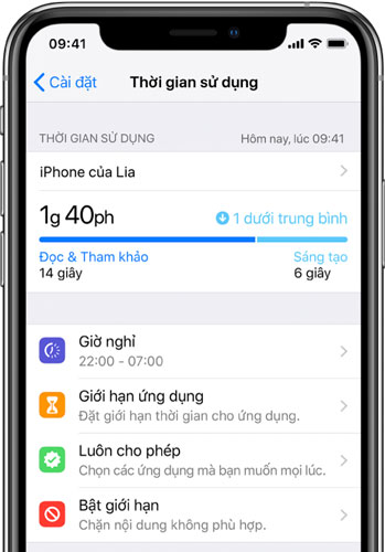 Tắt tính năng giờ nghỉ