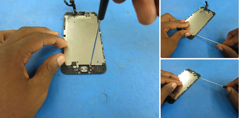 Cố định miếng chắn màn hình bằng 7 con ốc vừa tháo