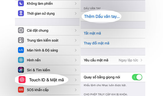 Thêm dấu vân tay