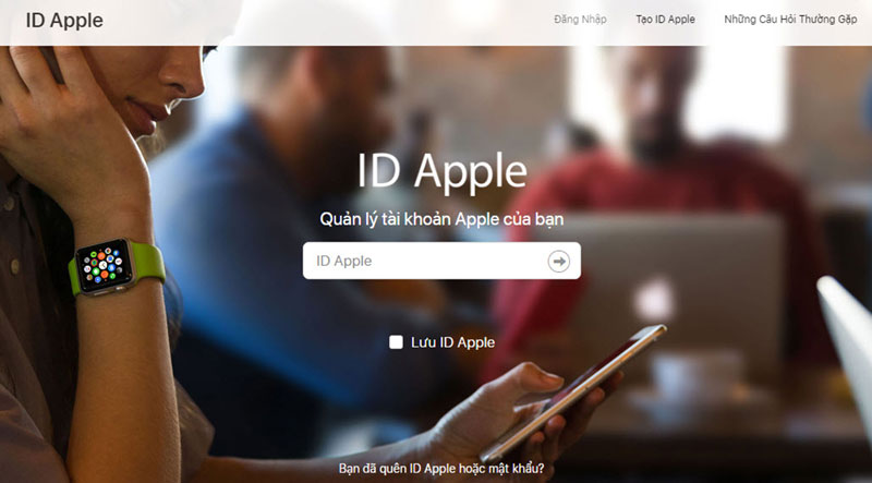 Truy cập vào trang ID apple và vào quên mật khẩu