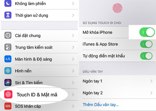 Vô hiệu hóa Touch ID