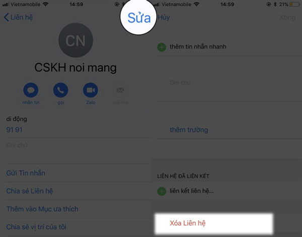 Cách xóa một liên hệ trong danh bạ iPhone